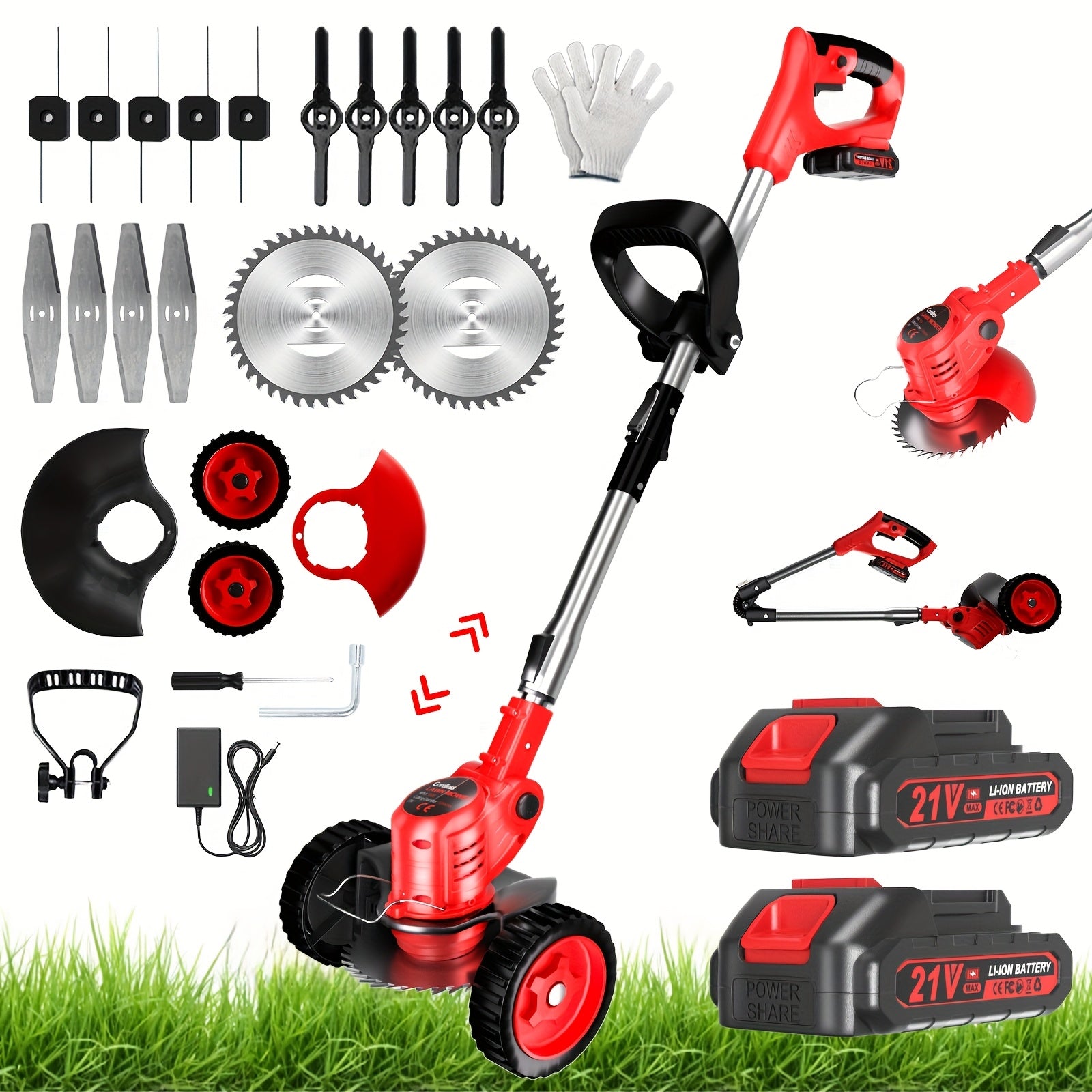 21V Lightweight 4-in-1 Cordless Grass Trimmer and Edger - lawns – additional product view 12