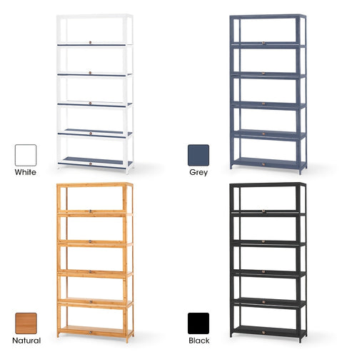 5-Tier Display Cabinet Storage Stand Rack White/ Natural/ Grey/ Black