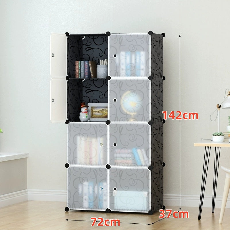8-Cube Stackable Modular Storage Organizer Shelf – Easy Assembly Durable Frame in Classic Black & White – Multi-Functional Shelf for Books, Clothes, Toys & Sundries – Perfect for Home, Dorm, Rental Living