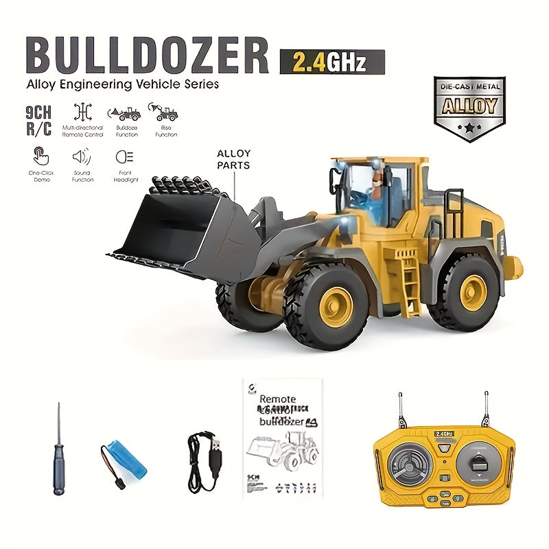 Remote Control Alloy Loader Toy Excavator, Dump Engineering Toy Car, 2. 4G 1: 20 9 Channels Park Bulldozer Bestsellig