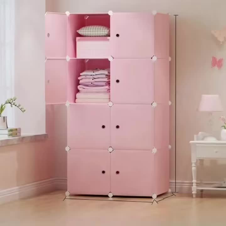8-Cube Stackable Modular Storage Organizer Shelf With – Easy Assembly Durable Frame in Blue/Pink/Green – Multi-Functional Shelf for Books, Clothes, Toys & Sundries – Perfect for Home, Dorm, Rental Living