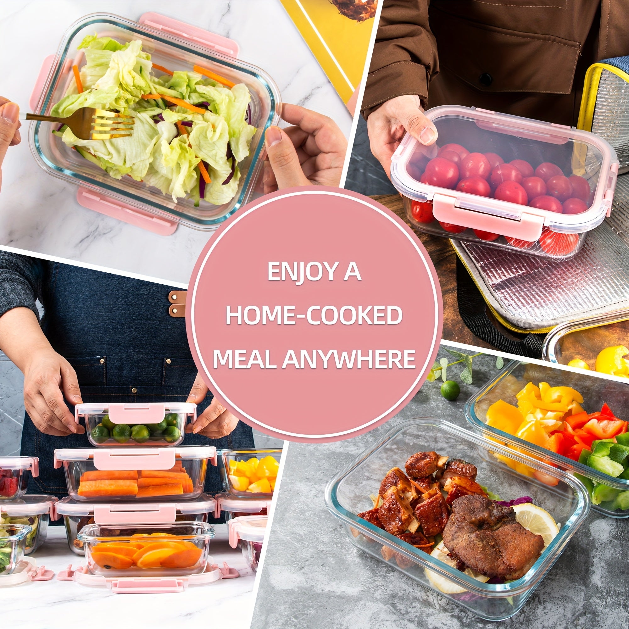 10/20pcs High Borosilicate Glass Meal Prep Containers With Lids, Food Storage Containers With Airtight Lids, For Home Kitchen Office Lunch Portion Control (5/10 Containers+5/10 Lids), Mother'S Day Gift