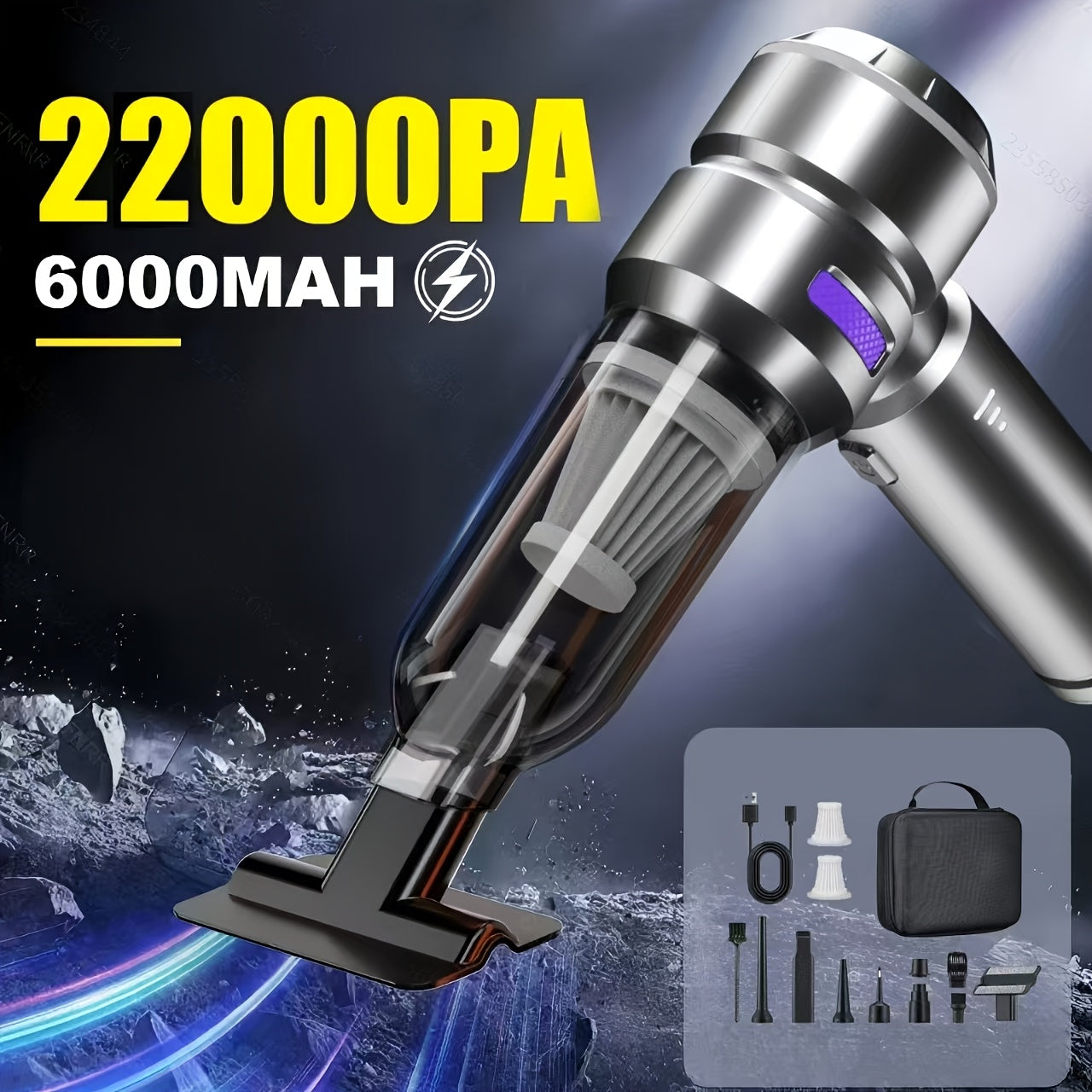 22000Pa Strong Suction Handheld Vacuum - Cordless Car & Home Use, High Power Car Vacuum, 4-in-1 For Pet Hair/Sofa/Carpet With Easy-Empty Dust Cup