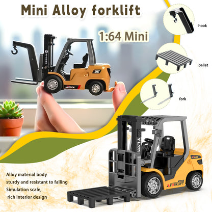 Mini Forklift Eleven Channel RC Toy Engineering Vehicle 2.4Ghz RC Forklift Toy with Spray And Lights Ideal Birthday Halloween Christmas Gift