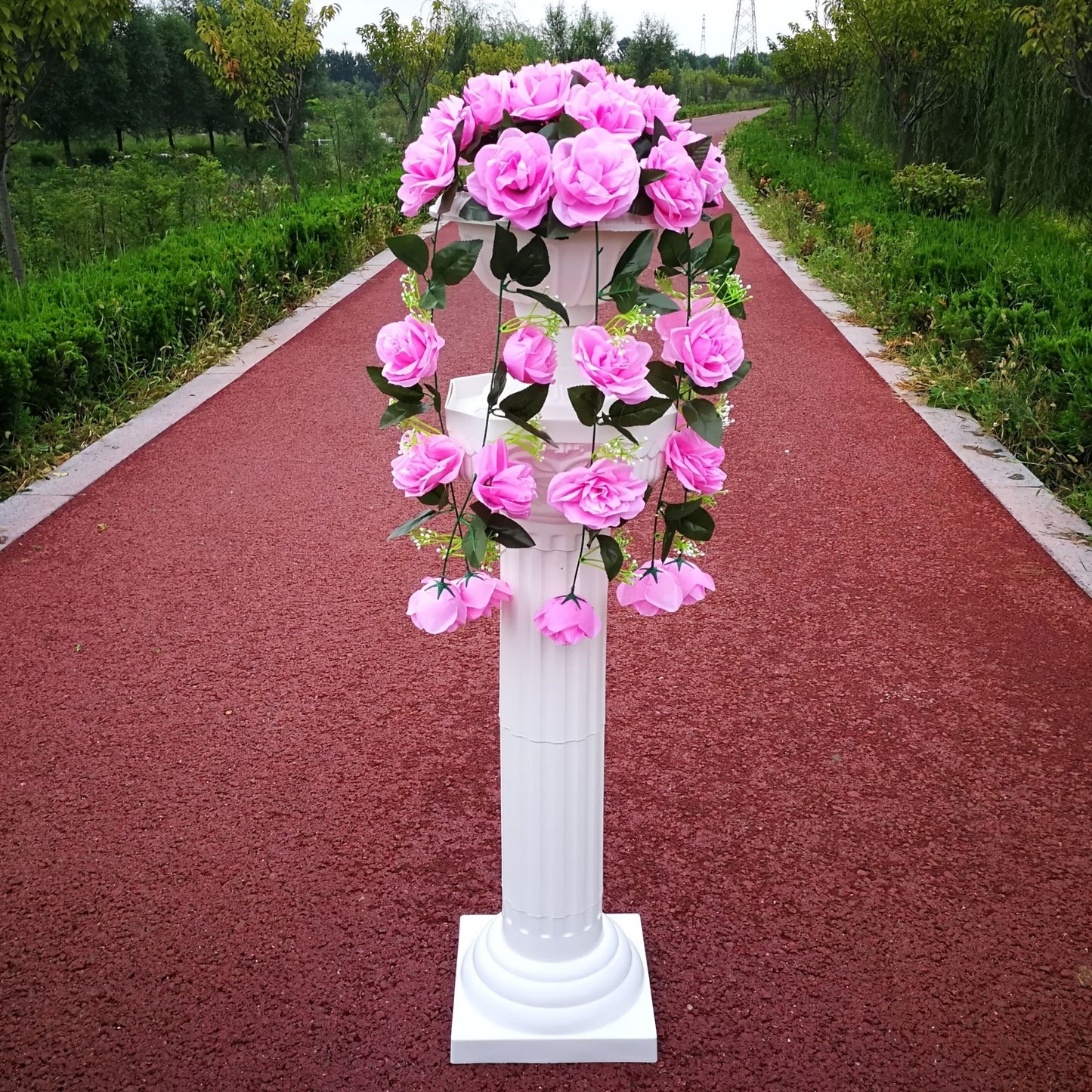 2pcs 88cm Plastic Roman Pillar Greek Column Roman Column Greek Statue, Classic Outdoor Sculpture for Garden, Office Desk Decor, Wedding Party Decoration Ornament, Home Accents