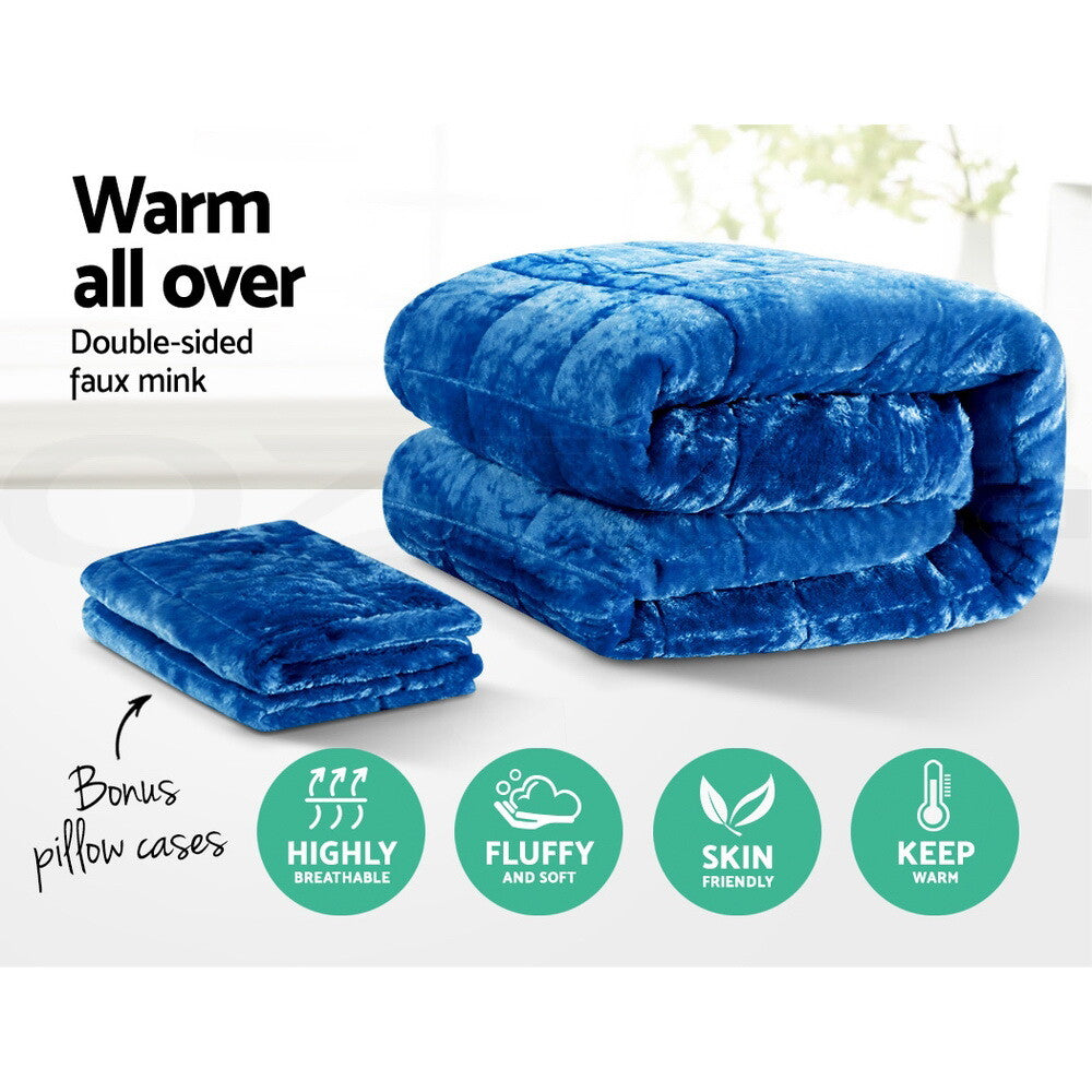 Giselle Faux Mink Quilt Fur Plush Throw Comforter Winter Queen King Super King Quilts