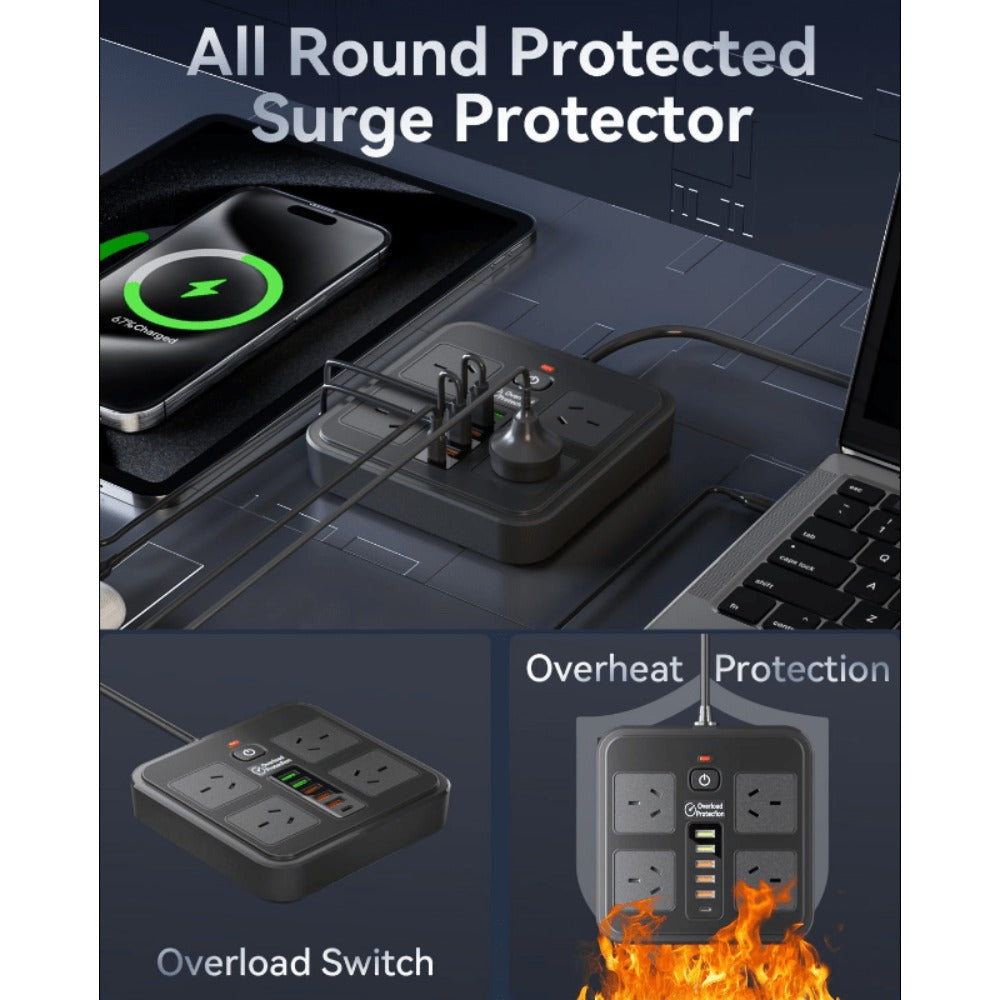 USB-C Surge Protector Power Board detail view 6 for Australian shoppers
