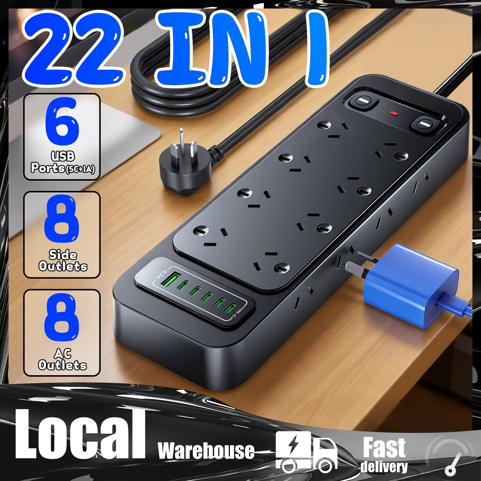 USB-C Surge Protector Power Board detail view 30 for Australian shoppers
