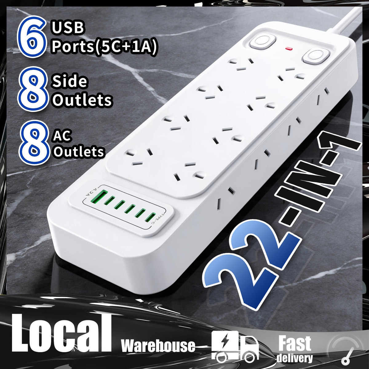 2500W USB-C Surge Protector Power Board - home offices and – additional product view 37