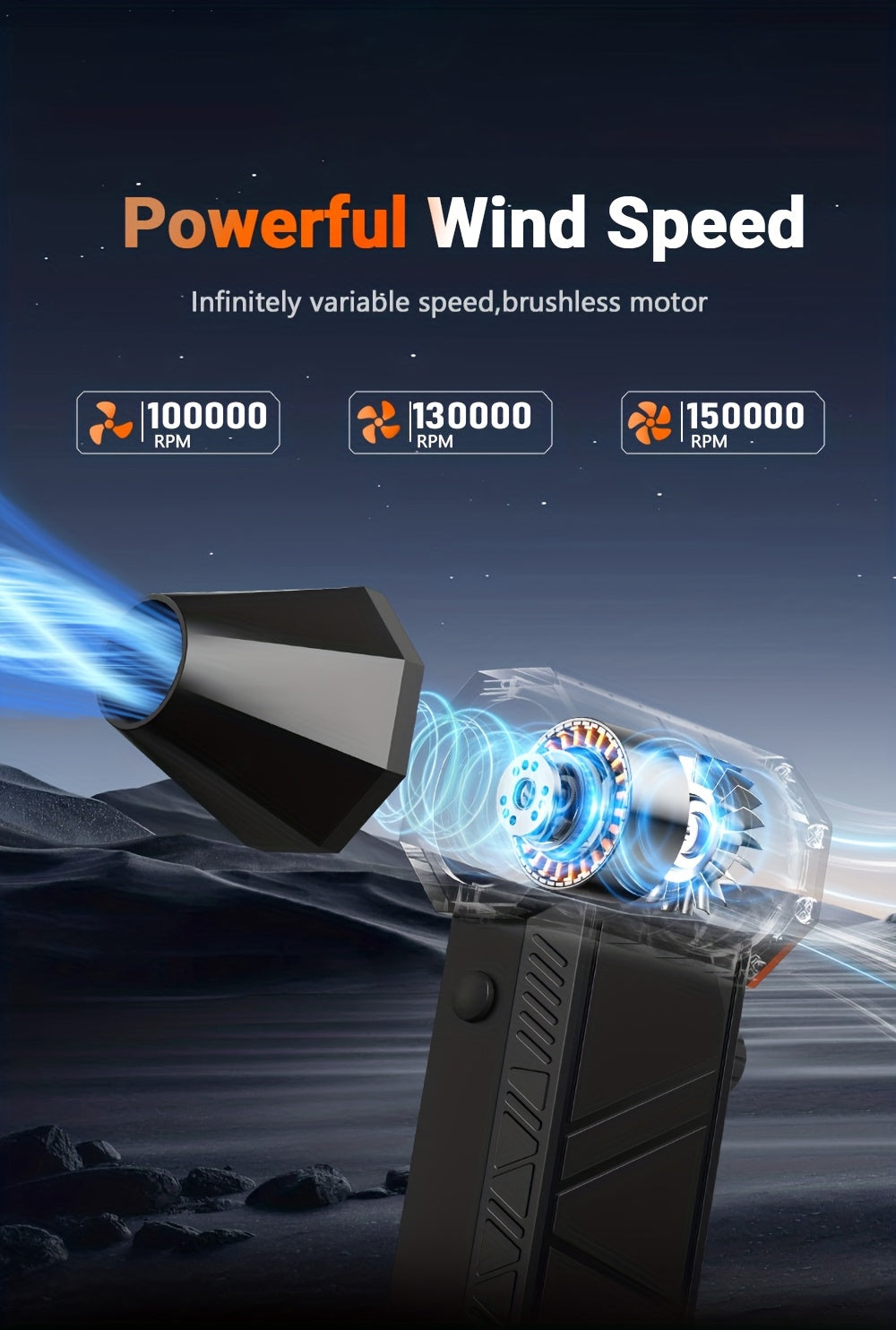 Bilolly Turbo Fan High-Power Jet Fan, 150000RPM, Compressed Air Dust Blower, 3-speed Settings - 100000/130000/150000RPM, Car Cleaning Tool, Lightweight Blower, High-Performance Motor, Durable Construction, Powerful Airflow, Birthday Gift For Men