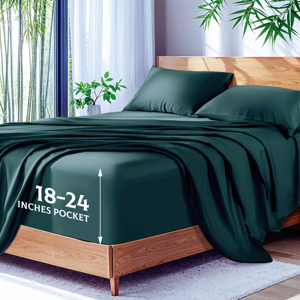 Ultra Soft Bed Sheets Set, Breathable for Spring & Summer, Deep Pocket 18-24in, Shrink-Resistant Cooling Bedding for Hot Sleepers, Queen/King/Double/Single/King Single Sizes, Ideal Gift for Halloween, Christmas, New Year & Holiday Season