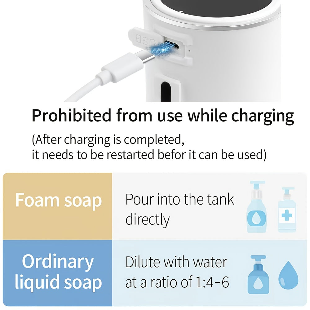 Newly Upgraded Non-contact Smart Soap Dispenser, Infrared Sensor, Sensing Distance 0-40mm, 1800mAh Rechargeable Battery, Capacity 400ml, Liquid Model And Foam Model, Necessary for Bathroom And Kitchen, Supporting Wall Hanging