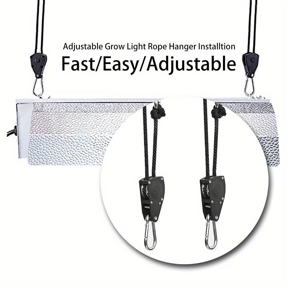 4/8pcs Heavy Duty Adjustable Rope Hanger Pulley Rope Metal Internal Gears for Tent Hanging Sun Shade Tie Strap, Adjustable Grow Light Hangers