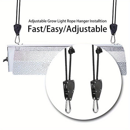 4/8pcs Heavy Duty Adjustable Rope Hanger Pulley Rope Metal Internal Gears for Tent Hanging Sun Shade Tie Strap, Adjustable Grow Light Hangers
