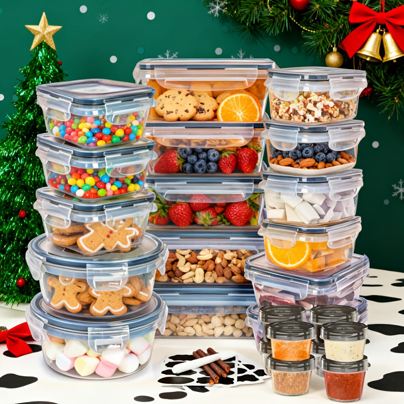 48pcs (24 Boxes+24 Lids)Food Storage Containers With Lids Airtight, Plastic Food Containers For Kitchen Storage Organization, 100% Leakproof, BPA-Free Meal Prep Containers With Labels & Marker Equipped With Stickers And Pens