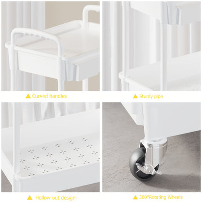 3 Tier/4 TierMultifunctional Rolling Cart With Drawer, Durable Plastic Rolling Cart- With Drawers And Lockable Wheels, Includes Practical Accessories Like Cup Holders And Hooks - Easy Assembly Storage Cart, For Kitchen, Bathroom, Living Room