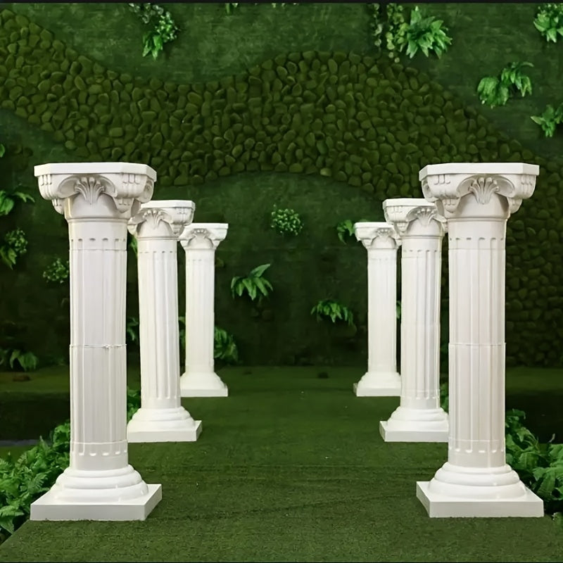 2pcs 88cm Plastic Roman Pillar Greek Column Roman Column Greek Statue, Classic Outdoor Sculpture for Garden, Office Desk Decor, Wedding Party Decoration Ornament, Home Accents