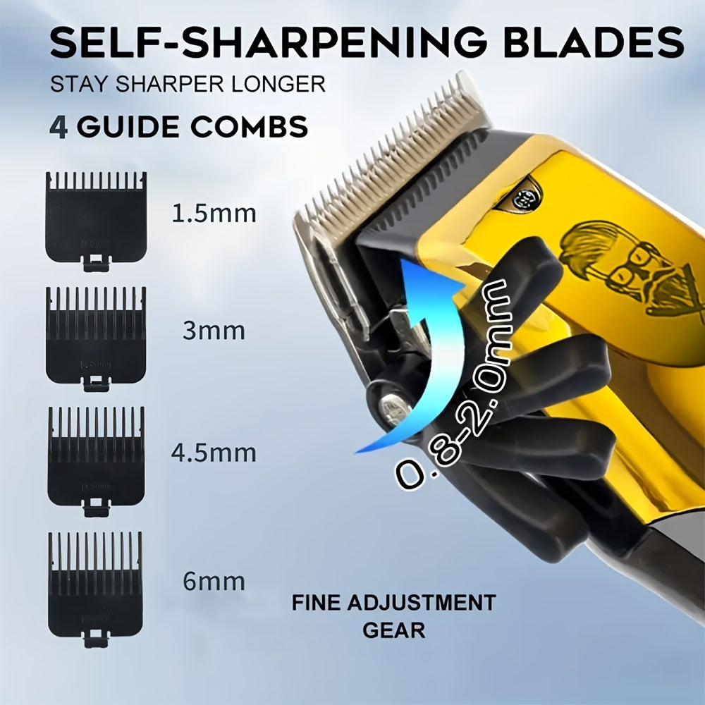 WEEME 4pcs/3pcs/1pc Hair Clipper Set, Professional Grooming Kit for Men, Includes Hair Clipper, Shaver, T-Blade Trimmer, and Nose Hair Trimmer, Precision Trimmer Set, Gradient Golden Design, Ideal Valentine's Gift Box for Fathers, Husbands, and Sons