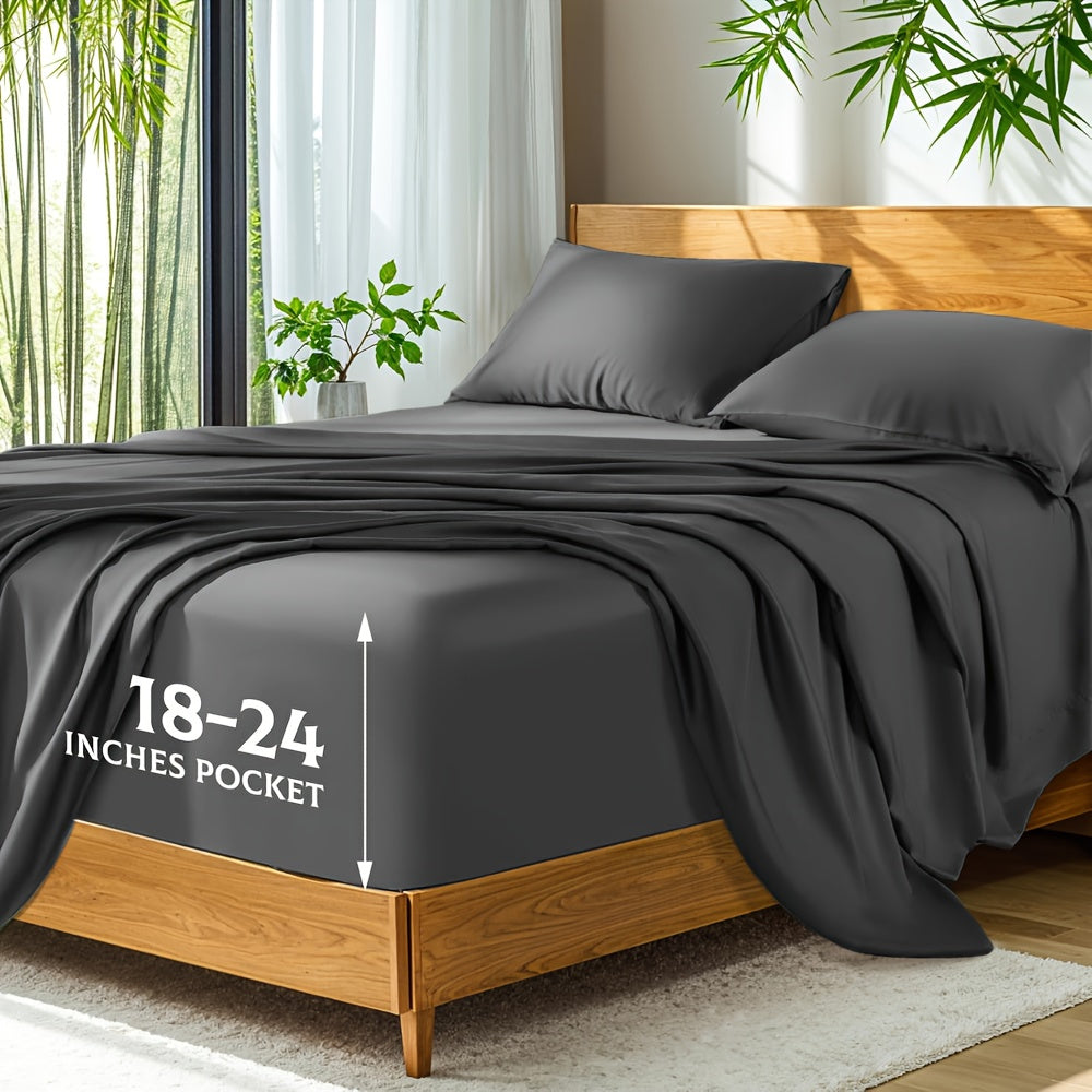 Ultra Soft Bed Sheets Set, Breathable for Spring & Summer, Deep Pocket 18-24in, Shrink-Resistant Cooling Bedding for Hot Sleepers, Queen/King/Double/Single/King Single Sizes, Ideal Gift for Halloween, Christmas, New Year & Holiday Season