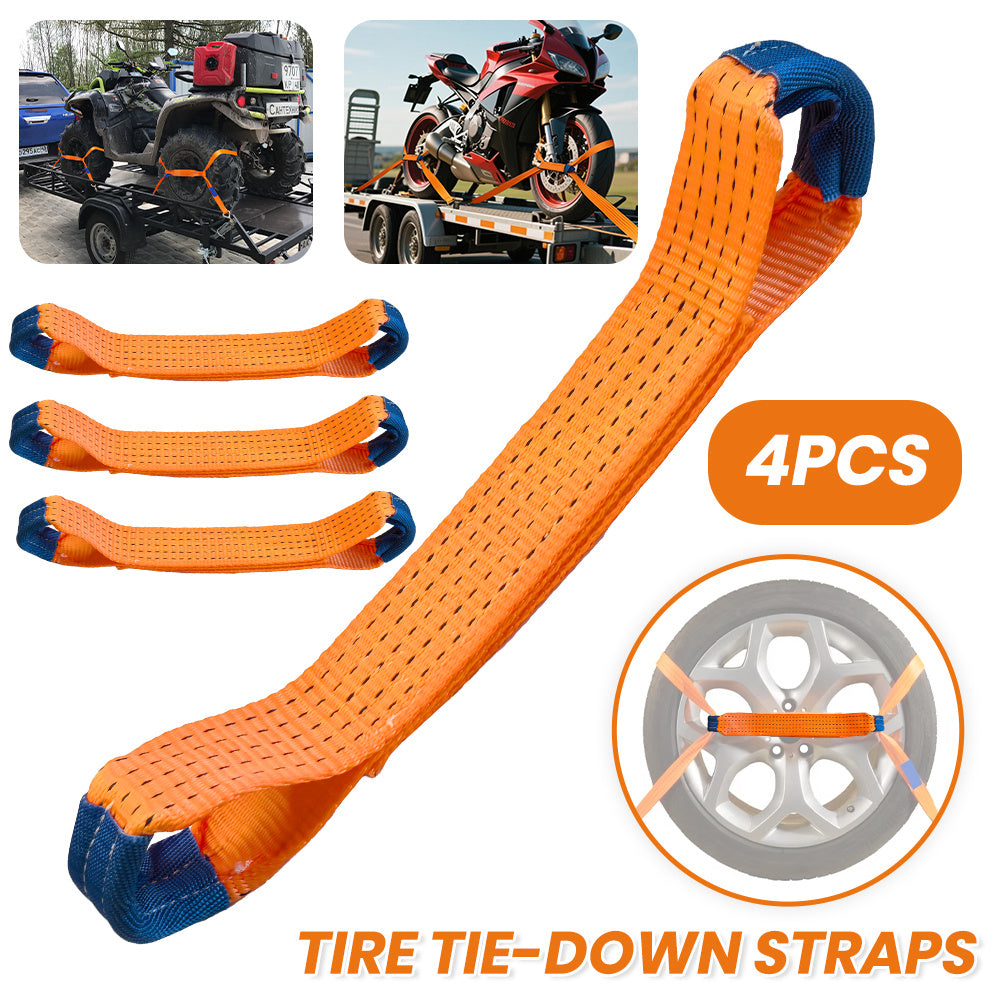 4pcs Heavy-Duty Vehicle Tie Down Straps, Vehicle Transport Tie-Down Straps - Universal - 4pcs - 50mm Width - Abrasion-Resistant - Non-Slip - Reusable Linen Ratchet Straps with Secure Tie-Off Hooks - Reusable Load Suitable for Cars, Trailer, and Roof Rack,