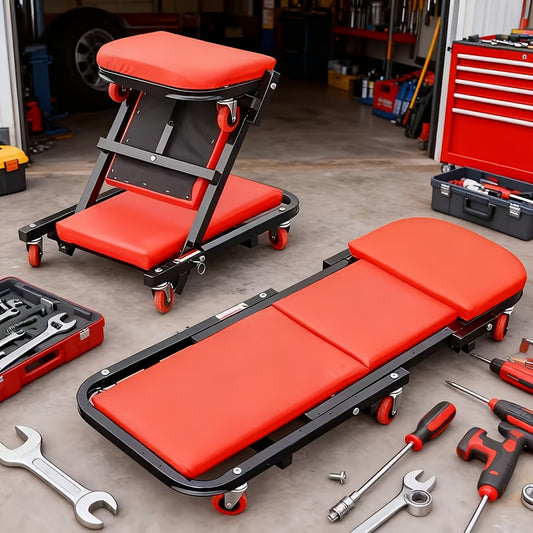 Foldable Crawler 2-in-1 Rolling Garage Z Crawler Car Seat, 149.69 KG Weight Capacity, Ergonomic Design And Adjustable Height, Suitable for Car Maintenance, Vehicle Repair, Auto Repair Tools, Sturdy Construction, Automotive Professionals