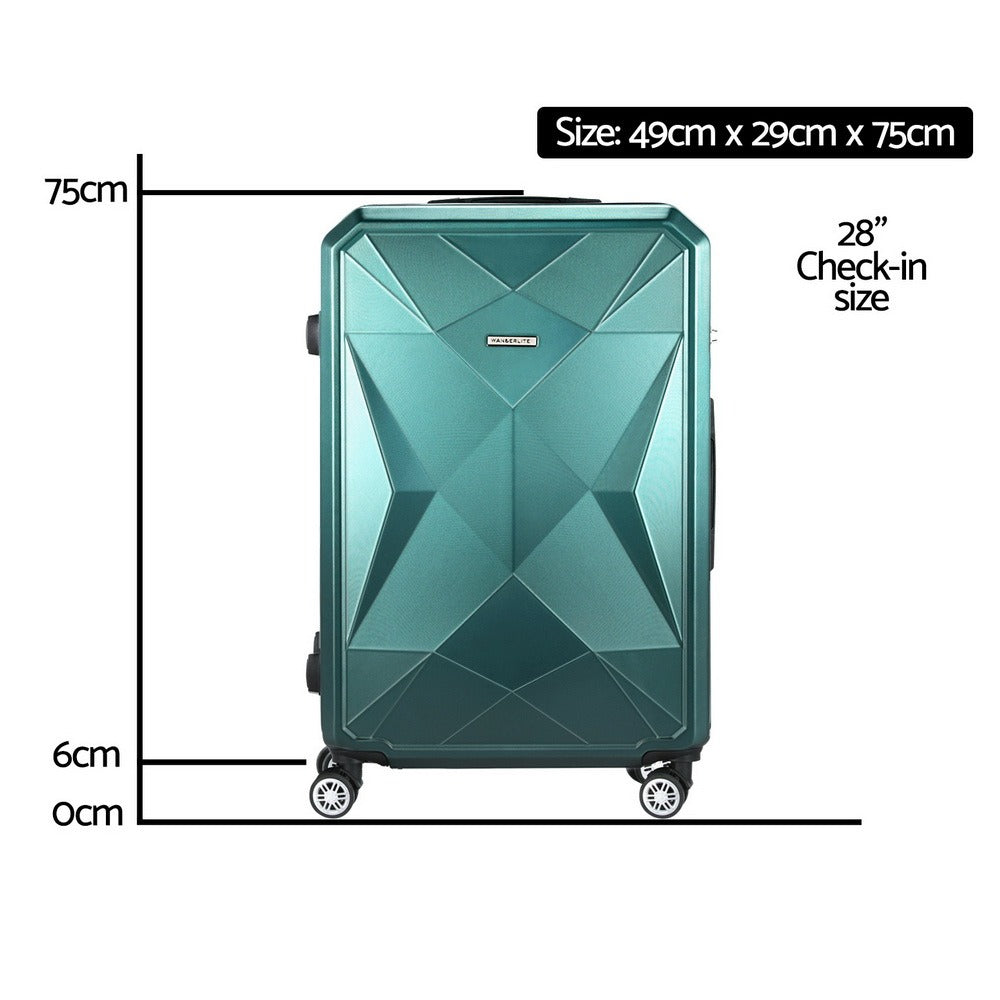 28-Inch Green Hardshell Suitcase – TSA Travel Luggage – close-up product details