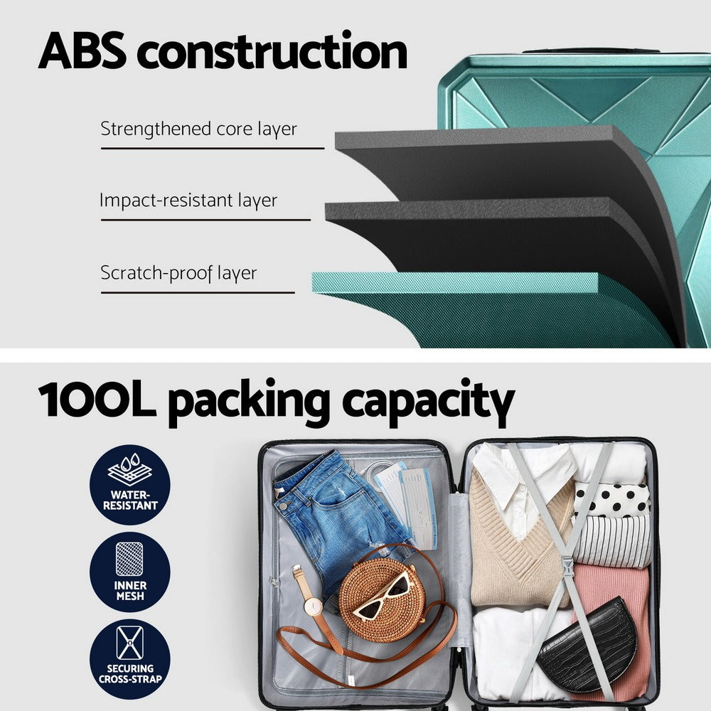28-Inch Green Hardshell Suitcase – TSA Travel Luggage – feature reference