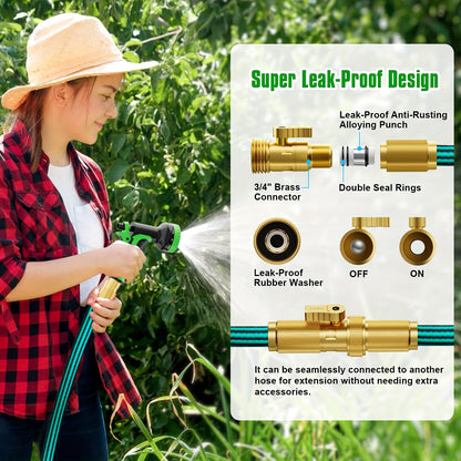 30.48meter Garden Hose with 10-Function High-Pressure Spray Nozzle, 3/4 Solid Brass Fittings, Leakproof Design, Durable Rubber Material, Perfect for Cleaning, Forestry, And Gardening, 15.24/30.48meter Choosable
