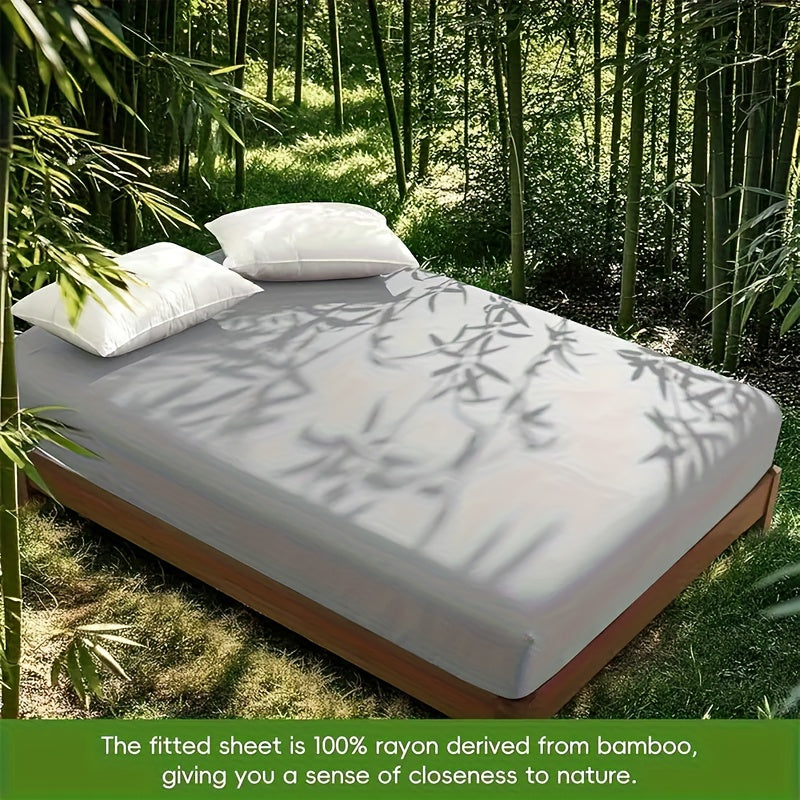 1pc Luxury Bamboo Fitted Sheet - 2000TC Ultra Soft Bed Sheet, Breathable Cooling & Cozy Sleep, 40cm Deep Pocket for, High Elasticity for Single/Double Beds, Fits Hotels, Guest Rooms, Birthdays Gifts (Bamboo Material)