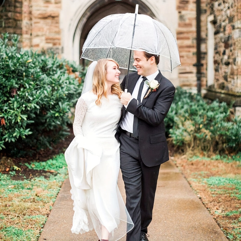 6/12PCS Dome Umbrella Wedding Rain Transparent Clear Handle Waterproof Women's Men's Signature Lightweight Rainproof and Windproof Clear Bubble Umbrella, Canopy, for Weddings Party