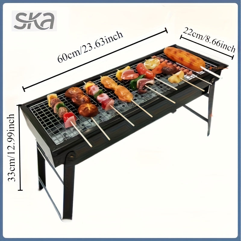 Portable Foldable BBQ Grill with Adjustable Height & Built-in Side Shelf - Heavy-Duty Metal Outdoor Grill for Backyard, Camping, Picnics - Compact Storage Design, Grill Covers for Outside, Durable Spray Paint Finish, for Outdoor Camping, Backyard BBQ