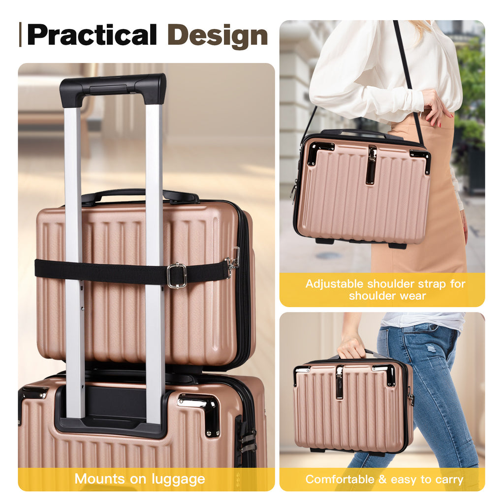 Advwin 2pcs Luggage Set (20+14 Inch), Carry On Hardshell Luggage with Power Bank Pocket, Cup Holder, 360° Wheels for Travel