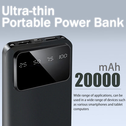 20000mAh Large Capacity - Portable Power Bank - Suitable for Charging Android Electronics/ Mobile Phone Devices - Equipped with LED Display/ Dual Output Ports - Portable Emergency Power Supply Device for Outdoor Travel - White/ Black