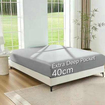 Cooling Bamboo Fitted Sheet-Breathable, Lightweight & Silky Smooth- 40cm Deep Pocket Sheets for Summer Nights, Hot Sleepers