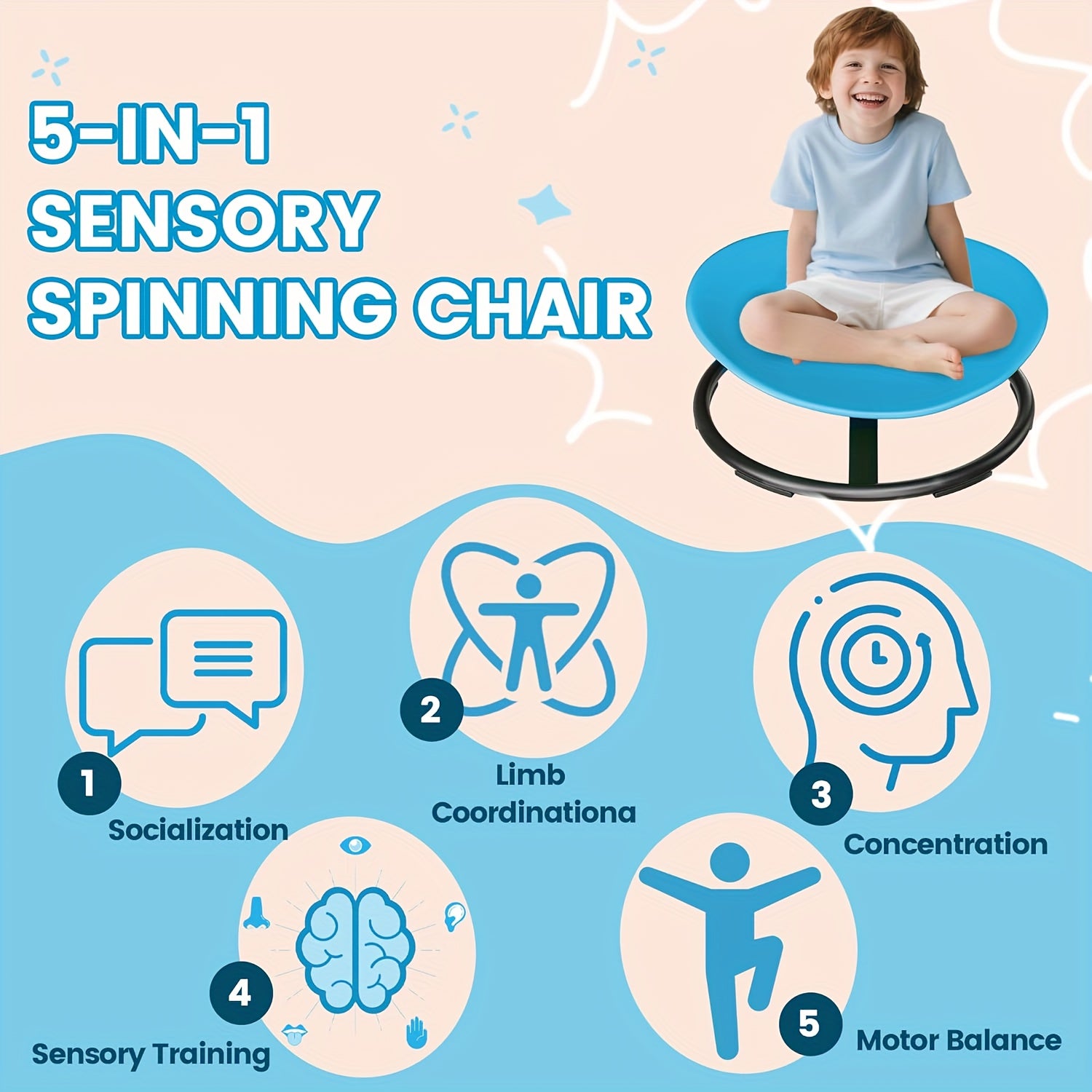 Rotating Rocking Chair for Kids: A Sensory Seat Crafted to Enhance Body Coordination, Requiring No Assembly, with a Non-Slip Feature That Is Perfect for Children with Autism - Great for Interactive Playtime Between Mothers And Their Children