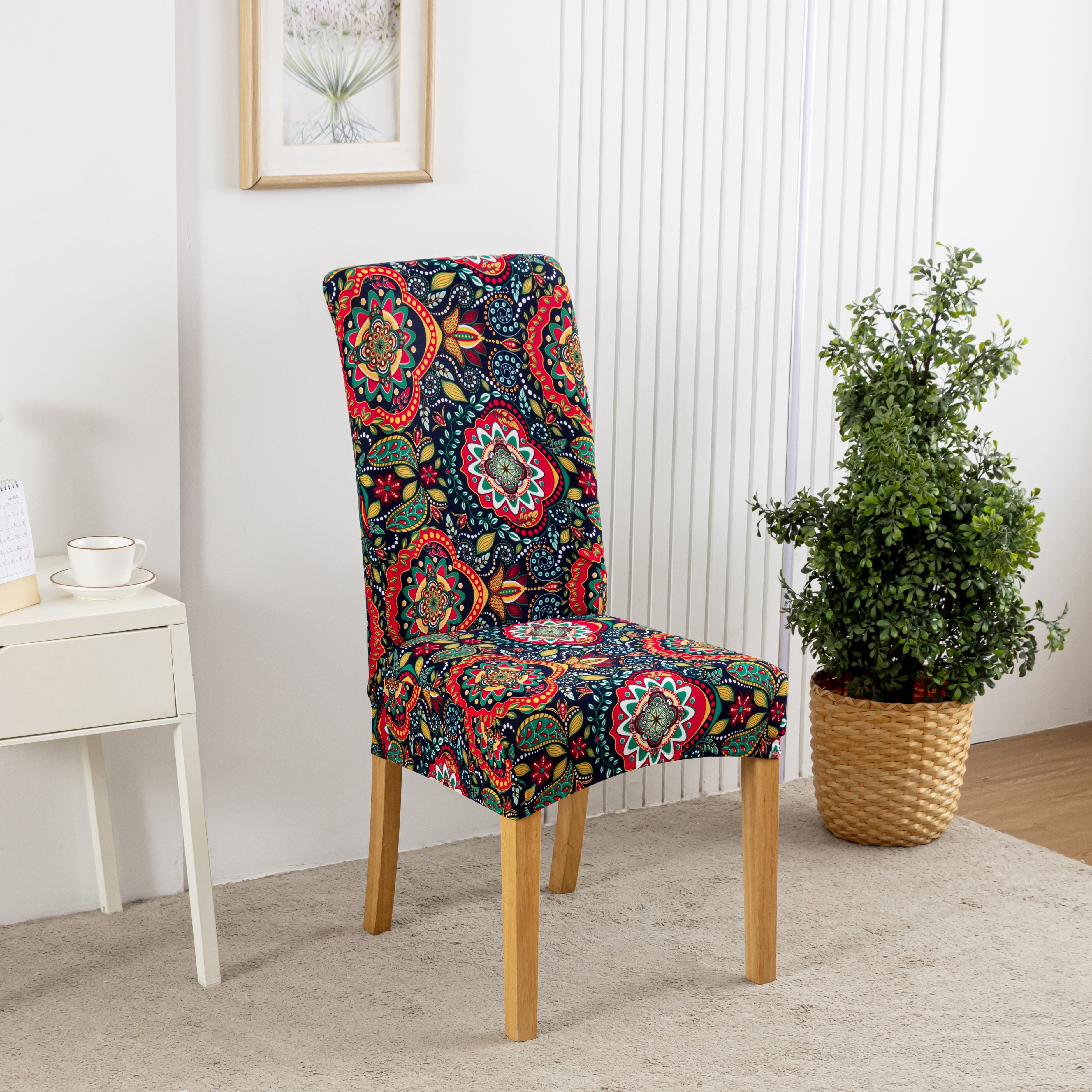 4/6pcs Dining Room Chair Covers Stretch Printed Parsons Chair Slipcovers Spandex Removable Washable Kitchen Chair Protector Cover For Dining Room, Hotel, Ceremony For Party, Valentine'S Day Home Decorations.