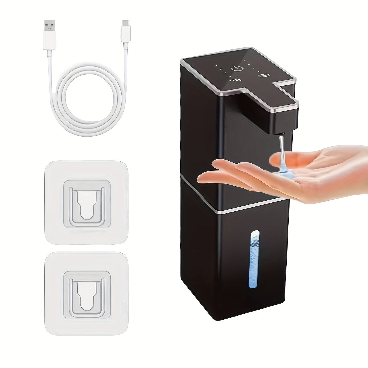 1pc 440ml Automatic Soap Dispenser, Visible Window, Liquid/foam Type, USB Charging, Four Gear Liquid Outlet Adjustment, Office, Hotel, Home, School, Bathroom/kitchen Soap Dispenser, Non-contact Soap Dispenser, Wall Mounted Or Desktop