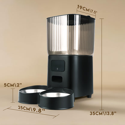 Automatic Cat Feeder 5L(with Camera) with 2K Camera: 5G WiFi Automatic Dog Feeder with Night Vision, Cat Food Dispenser with 5L Large Food Storage Container for Multiple Pet, Detachable for Easy Clean, 5L No 2K Camera
