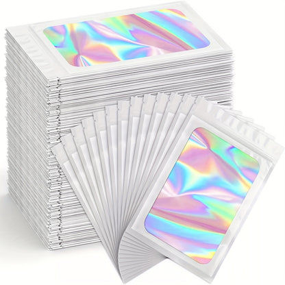 200pcs of Holographic Mylar Bags That Are Odor-Proof, Designed for Small Businesses, Featuring Resealable Zippers, Suitable for Jewelry, And Practical for Samples And Supplies