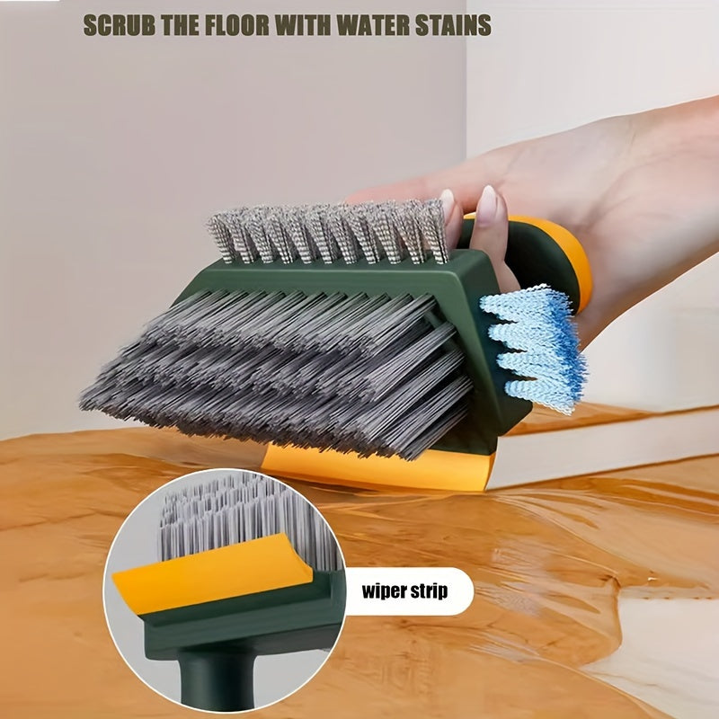 3pcs 2-in-1 Window Crevice & Floor Scrub Brush - Durable Plastic, Portable Design with Ergonomic Handle and Dual-Color Bristles for Bathroom, Kitchen, Living Room Cleaning