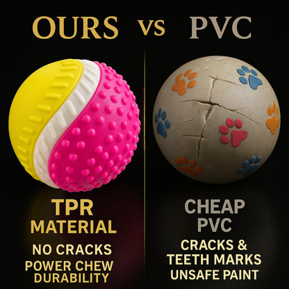 OPT AUS Premium TPR Power Ball – Indestructible Squeaky Dog Toy Ball with Bell Sound, 3.25" / 8.3cm Durable Bouncy Chew Ball for Small & Medium Dogs, Teeth Cleaning & Interactive Play