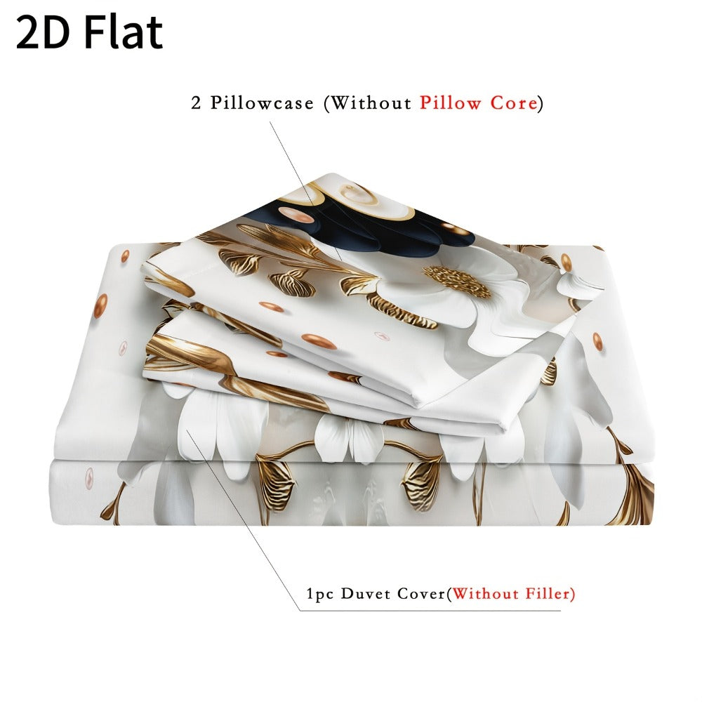 2D Flat White Flower Butterfly Duvet Cover Set – Soft Bedroom Bedding – additional product view 13