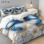 2D Flat White Flower Butterfly Duvet Cover Set – Soft Bedroom Bedding – additional product view 9