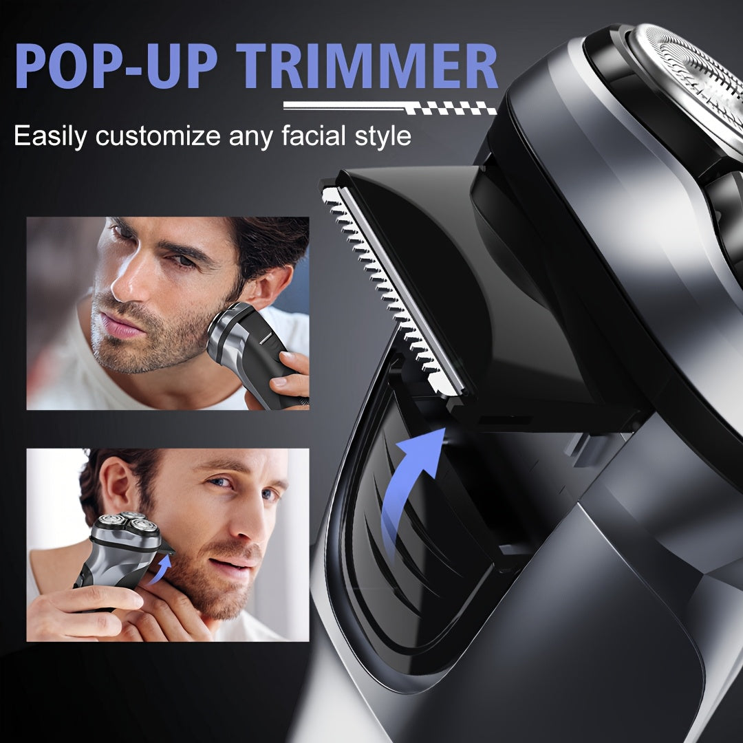 Blade Head Sold Separately Electric Razor for Men, SEJOY Electric Shaver for Men Face, Rechargeable Wet Dry Shaver with Pop Up Trimmer, 1 Hour Fast Charging, 3D Floating Head, LCD Power Indicator