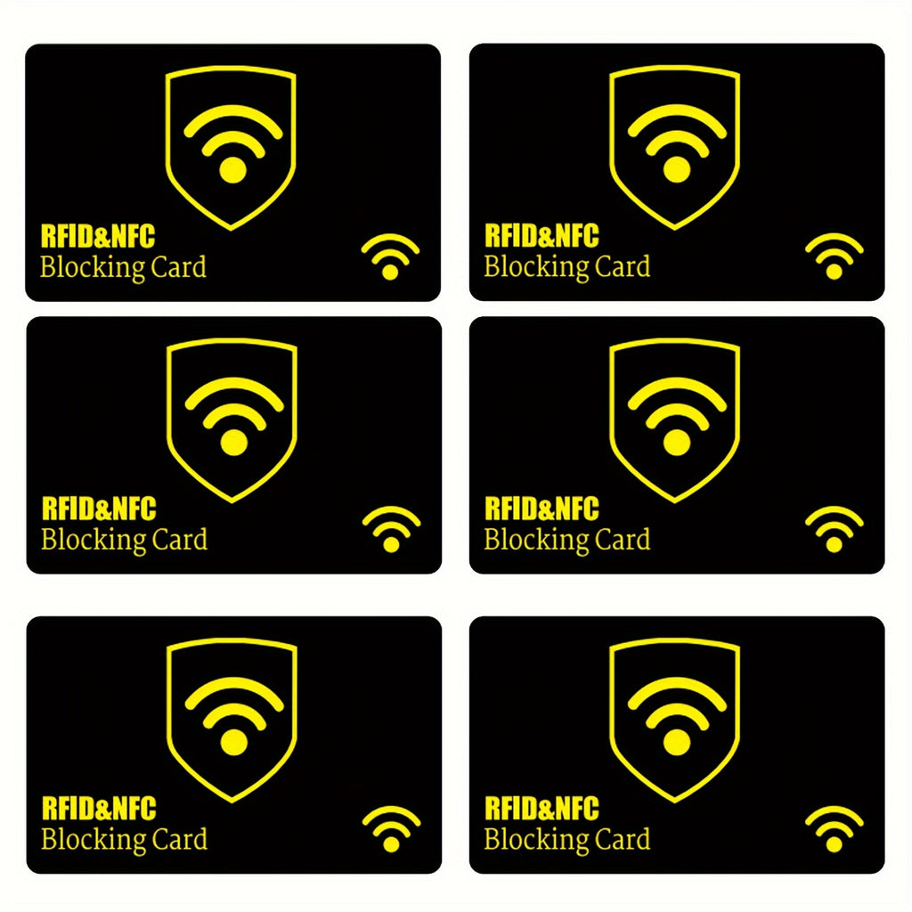 6pcs RFID Blocking Card, Debit Credit Card Protector, Anti-Theft Contactless NFC Blocker, Entire Wallet Protection, Black, Minimalist
