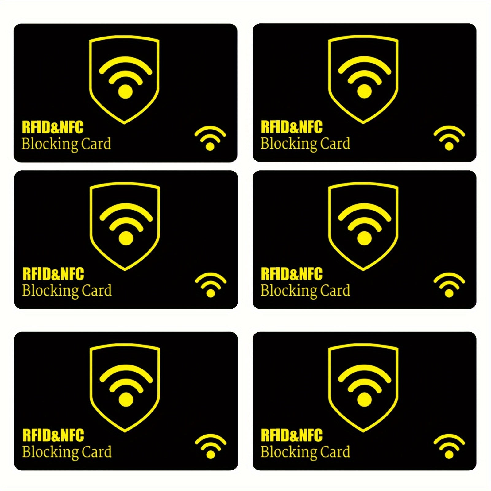 6pcs RFID Blocking Card, Debit Credit Card Protector, Anti-Theft Contactless NFC Blocker, Entire Wallet Protection, Black, Minimalist