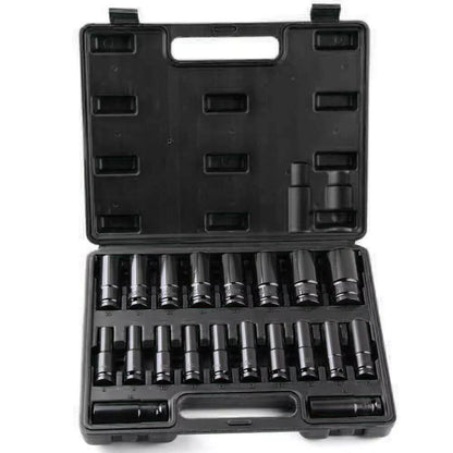 22pcs 20pcs 11pcs 10pcs 1/2" Deep Impact Socket Drive Set, Long Reach Thin Wall, 10-32mm Metric Sizes, Washable, with Durable Green Storage Case