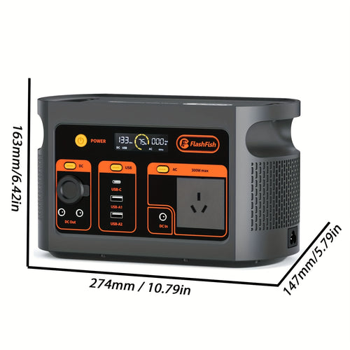 (100W Solar Panel Optional) Portable Power Station 300W 179Wh Portable Generator Rechargeable Battery Power Generator With/without 100W Solar Panel 18V Solar Charging, For Emergency, RV, Truck, Motorhome, Outdoor, Camping, Power Outages