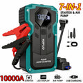KOPUO 6000A/7000A Jump Starter Optional 10000A Peak 12V Car Jump Starter With Air Compressor, Heavy Duty Jump Starter Battery Pack With 150PSI Portable Tyre Inflator, Battery Booster Power Bank With LCD Display And LED Light