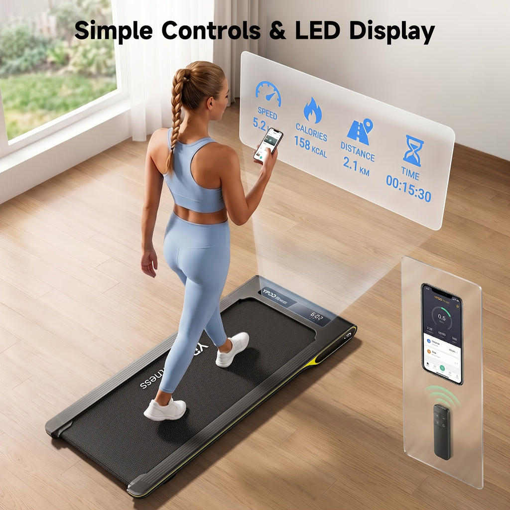 Walking Pad With Incline, 2.5HP Under Desk Treadmill With Low Noisey, 158.76 KG Portable Treadmill With APP, Compact Treadmills For Home/Office With Remote Control